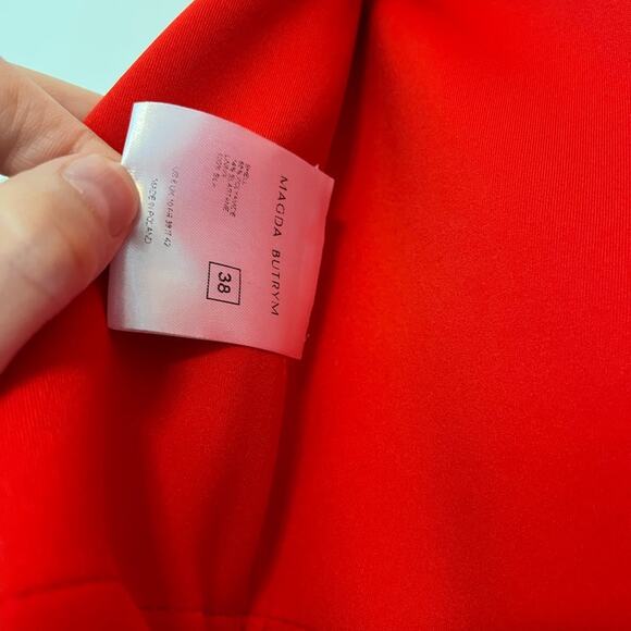 Magda Butrym Corset Mini Dress strapless structured Red Babydoll size 38 FR US 6 - Picture 10 of 11